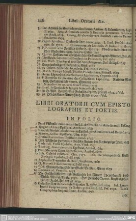 Libri Oratorii Cum Epistolographis Et Poetis