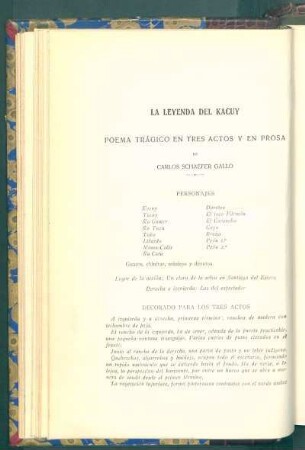La leyenda del Kacuy : Poema trágico en tres actos y en prosa
