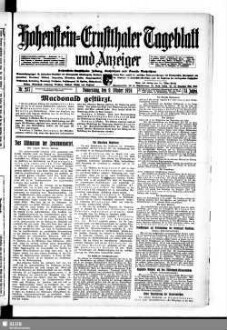 Hohenstein-Ernstthaler Tageblatt und Anzeiger : Hohenstein-Ernstthaler Zeitung, Nachrichten und Neueste Nachrichten ; Generalanzeiger für Hohenstein-Ernstthal mit Hüttengrund, Oberlungwitz, Gersdorf, Hermsdorf, Bernsdorf, ...