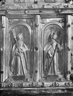 Sankt Andreas-Schrein — Die Längsseite mit den vier Kirchenvätern — Zwei Kirchenväter