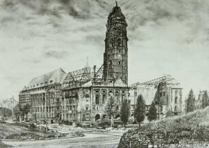 Rathaus Dresden im Wiederaufbau