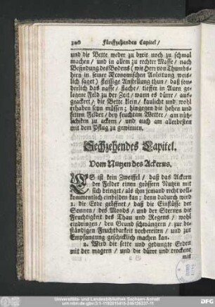 Sechzehendes Capitel. Vom Nutzen des Ackerns.