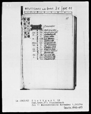 Lateinisch-französisches Stundenbuch — KL-Ligatur mit anschließender Ranke, Folio 11recto