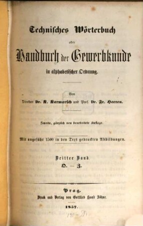 Technisches Wörterbuch oder Handbuch der Gewerbkunde : in alphabetischer Ordnung. 3, Q - Z