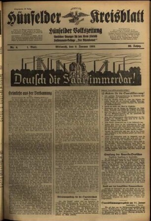 Erste Ausgabe vom Mittwoch, den 09. Januar 1935.