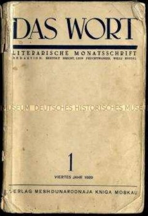 Literarische Monatsschrift Das Wort, Jg. 1939