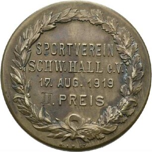 Preismedaille des Sportvereins Schwäbisch Hall, 1919