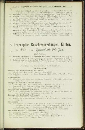 F. Geographie, Reisebeschreibungen, Karten