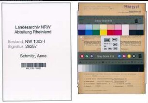 Entnazifizierung Anne Schmitz, geb. 23.08.1900 (Bueroangest.)