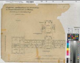 Arnsberg, Amtsgericht, Altbau, Einrichtung der Zentralheizung, Grundriss 2. Obergeschoss, Dachgeschoss (unvollständig)