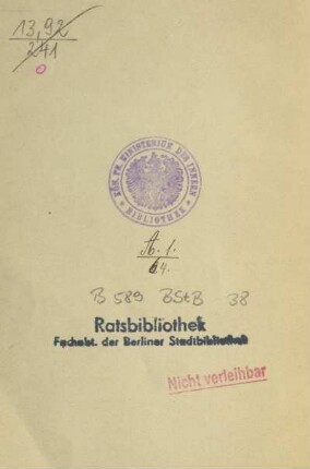 Kön. Pr. Ministerium des Innern Bibliothek