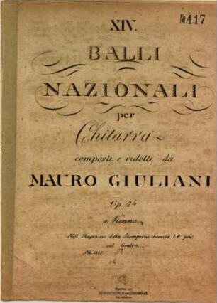 XIV balli nazionali : per chitarra ; op. 24