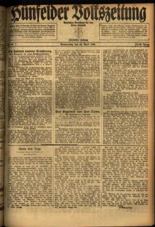 Ausgabe vom Donnerstag, den 29. April 1920.