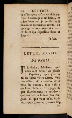 124-144, Lettre XXVIII.