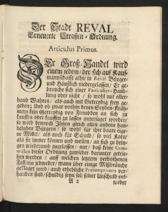 Der Stadt Reval Erneuerte Strassen-Ordnung.