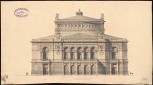 Theater-Entwürfe: Schauspielhaus: Vorderansicht 1:200