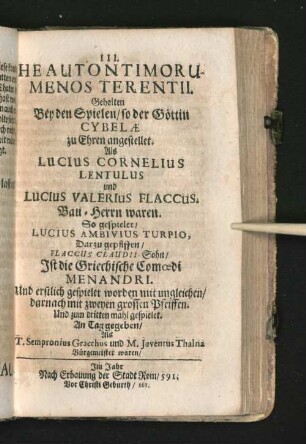 Heautontimorumenos Terentii.