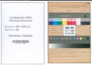 Entnazifizierung Elisabeth Schwenke , geb. 20.08.1910 ()