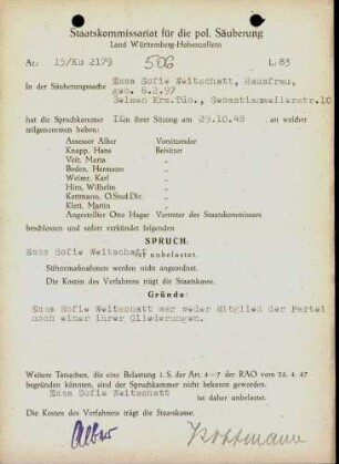 Weitschatt, Emma Sofie