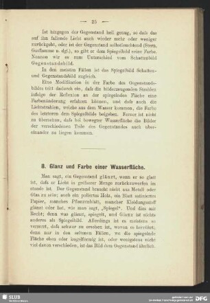8. Glanz und Farbe einer Wasserfläche