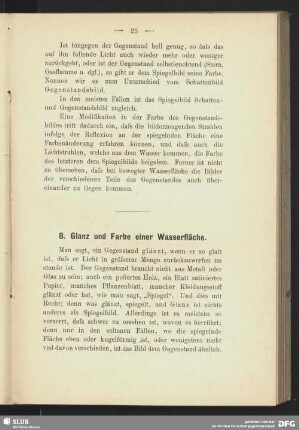 8. Glanz und Farbe einer Wasserfläche
