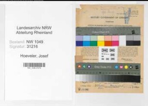 Entnazifizierung Josef Hoeveler , geb. 30.04.1894 (Bahnsekretaer)
