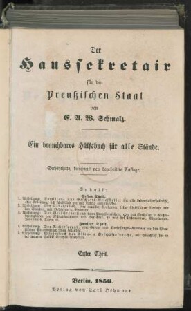 Theil 1: Der Haussekretair für den Preussischen Staat