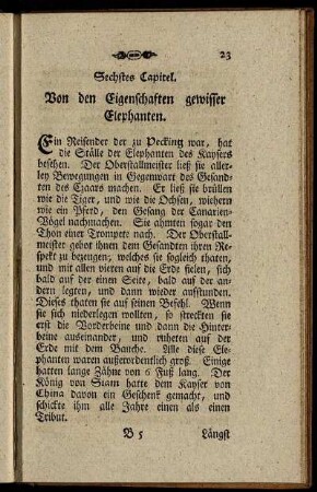 Sechstes Capitel. Von den Eigenschaften gewisser Elephanten. - Zehntes Capitel. Von den Feinden der Elephanten.