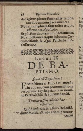 Locus IX. De Baptismo