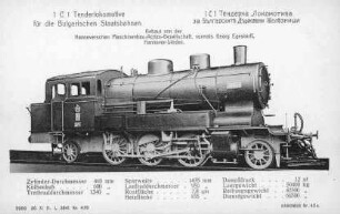 1 C 1 Tenderlokomotive für die Bulgarischen Staatsbahnen.