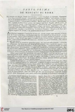 Parte prima: De'mercati di Roma