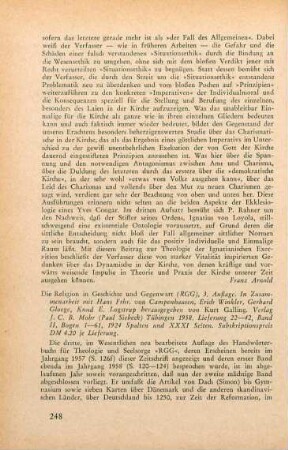 248-250 [Rezension] Die Religion in Geschichte und Gegenwart ; Lfg. 22-42