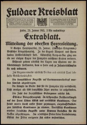 Dritte Ausgabe vom Montag, den 25. Januar 1915.