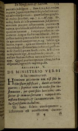 Articulus V. De Ministerio Verbi & Sacramentorum.