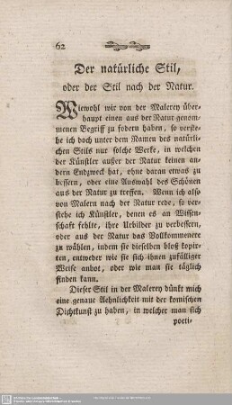 Der natürliche Stil, oder der Stil nach der Natur.