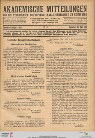 Nr. 5 (19. Juli 1919)