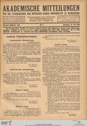 Nr. 5 (19. Juli 1919)