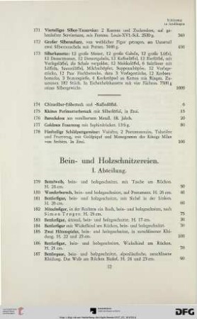 Bein- und Holzschnitzereien: I. Abteilung (Nr. 179-196)