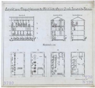 Technische Zeichnung : Projekt zur Vergrößerung der Mühle des Herrn Ambr. Janowitz, Kamin