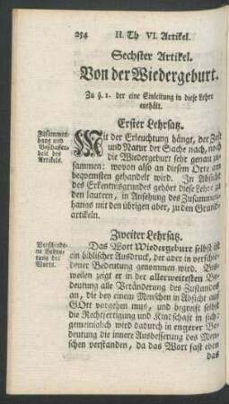 Sechster Artikel. Von der Wiedergeburt