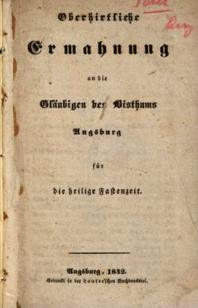 Hirtenbrief des Bischofs Peter v. Richarz