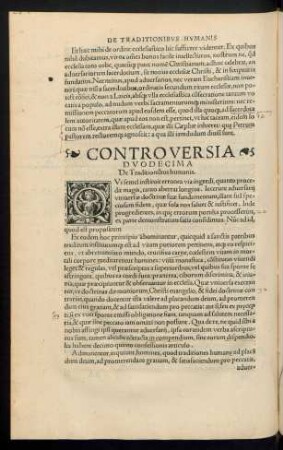 Controversia Duodecima. De Traditionibus humanis.