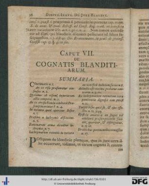 Caput VII. De Cognatis Blanditiarum.