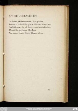 An Die Ungläubigen