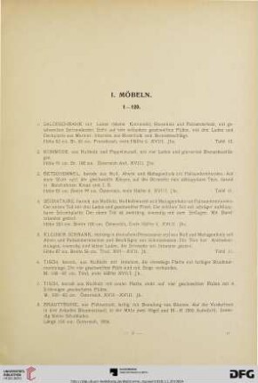 I. Möbeln (Nr. 1-120)