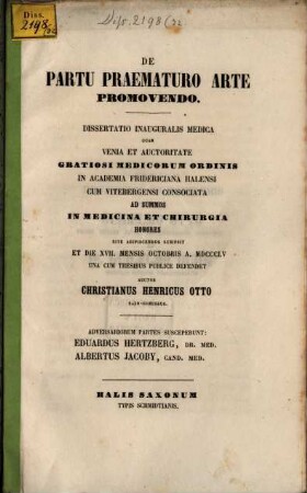 De partu praematuro arte promovendo : Diss. inaug. med.
