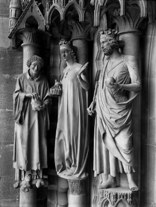 Adamspforte — Linkes Gewände mit dem heiligen Stephanus, Kaiserin Kunigunde und Kaiser Heinrich II.