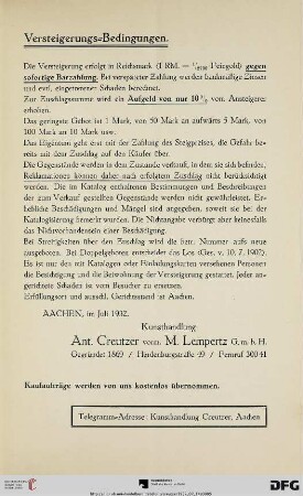 Versteigerungs-Bedingungen
