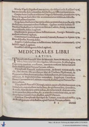 Medicinales Libri Latini.