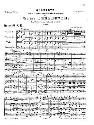 Beethoven's Werke, 48 = Serie 6: Quartette für 2 Violinen, Bratsche und Violoncell. Quartett : op. 127
